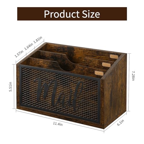 YINMIT Mail Organizer Countertop, Mail Holder, Mail Sorter for Desk, Desktop Mail Basket, Mail Organizer Wall Mounted, Office Desk Organizers and Accessories for File Paper Folder - color: Rustic Brown, size: 3-Slot