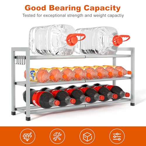 Expandable Shoe Rack for Closet Adjustable Metal Shoe Rack for Entryway 18.5"-33" Free Standing Shoe Organizer 12 Pairs with Hooks 3-Tier Small Shoe Shelf for Bedroom Garage Dorm Floor, Grey - color: Grey