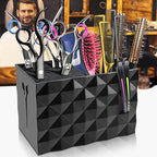 NICEMOVIC Barber Scissors Holder Box, Barber Accessories Barber Supplies, Professional Salon Hairdressing Scissors Rack Holder Storage Organizer for Hairstyling Combs Clips Brushes (Black)