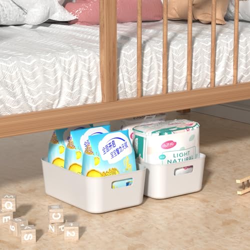 12 Packs Pantry Organizer Bins, Plastic Cupboard Organization Box, White