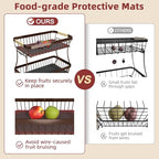 Sevenblue 2 Tier Large Fruit Basket for Kitchen Counter with 2 Mobile Banana Hangers, 2026 Pro Detachable Metal Fruit Bowl with Wooden Handle (Brown, 2 Tier) - color: Brown, size: 2 Tier