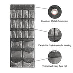 Extra Large Hanging Over Door Shoe Organizer, Closet Shoe Rack - 12+6 Crystal Pockets, 4 Hooks, Black (59"x 21.6") - color: B-black&Clear