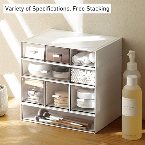 Desk Drawer Organizer, Stackable Storage Drawers, Plastic Compact Desk Storage Box Great for Office School Home Small Space - Large 3 Drawers (White) - size: 9*6.5*3inch - 3 Compartment