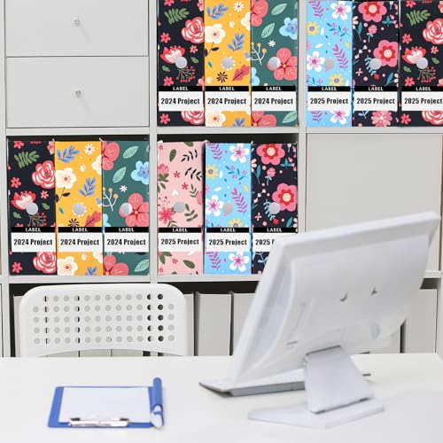 PerKoop 6 Pcs Decorative Magazine File Holders Floral Foldable File Folders Magazine Storage Boxes Rack Desk Organizer Documents with Printable Labels for School Office Home (Floral Design) - style: Floral Design