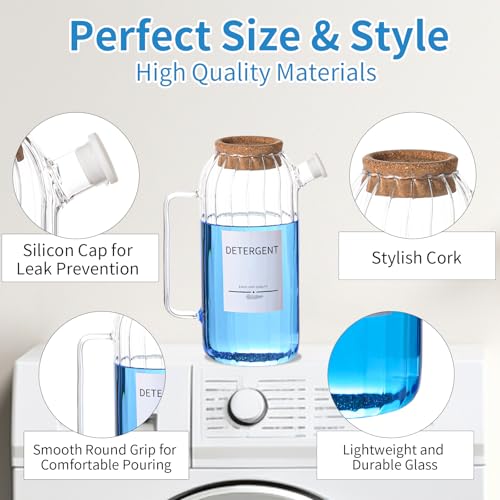 60oz Fabric Softener Dispenser,Liquid Laundry Detergent Dispenser with Lables,Laundry Detergent Container - size: 60oz-02