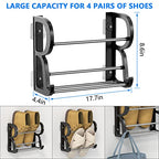 4 Pack Wall Mounted Shoes Rack Wall Shoe Holder Hanging Shoe Organizer Door Hanging Shoe Storage with Sticky Mounts for Camper RV with Hooks No Drilling Black - style: Modern