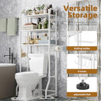 Simple Trending Over The Toilet Storage Rack, Metal 3 Tier Bathroom Organizer Shelf with Paper Holder and 3 Hooks, Freestanding Shelf Space Saver Above Toilet, White - style: 3 Tier White
