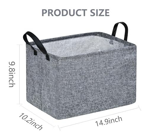 Rec Box Hamper Storage Basket Collapsible Organizer Bin Gift Shelf Baskets for Home and Kitchen Storage - color: Grey