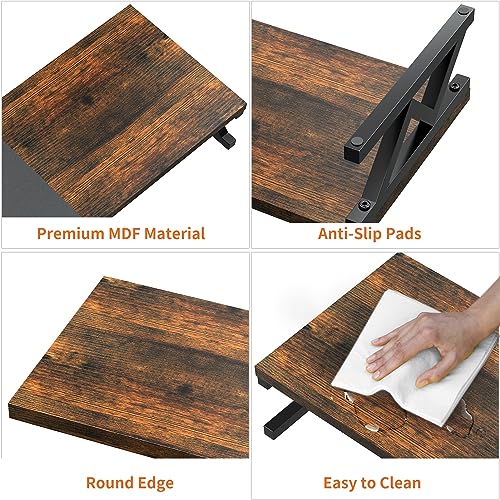 Dual Monitor Stand Riser, Large Wood Monitor Riser for 2 Monitors, Monitor Lift with Storage for Desk, Sturdy Wood&Steel Multi Screen Stand, Desktop Organizer Monitor Stand for Computer - color: Rustic Brown+Black