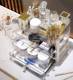 MIUOPUR Makeup Organizer with 3 Drawers, Clear Bathroom Counter Organizer, Skincare Organizer for Vanity Countertop, Cosmetic Display Case, Ideal Choice for Storing Lipsticks, Nail Polishes, Perfumes