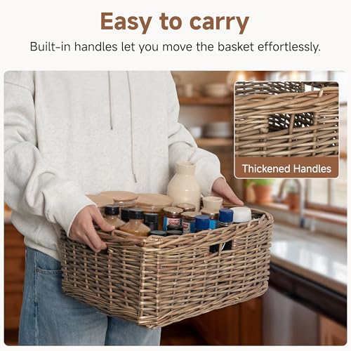 StorageWorks Pantry Baskets, Willow Storage Baskets for Organizing, Shelves, Pantry Organizers and Storage, Brown, 16 ½"L x 13"W x 7 ½"H - color: Willow(Brown), size: 16 ½"L x 13"W x 7 ½"H