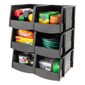 IRIS USA Extra Large Stackable Storage Bins, 6-Pack, 13"L x 10"W x 8"H, |Made in USA|, Plastic Open Front Shelf Bin for Organizing Parts, Hardware, Tools, Supplies, Garage Shelf, Pantry - Black - size: X Large - 6 Pack