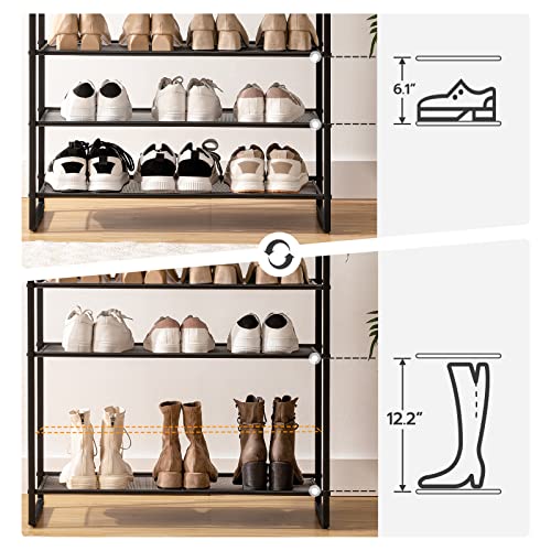 HOOBRO 10-Tier Shoe Rack for Entryway, 39.4" L Shoe Storage Organizer, Large Capacity Shoe Shelf for Closet, Front Door Entrance, Hallway, Holds 45-50 Pairs of Shoes, Rustic Brown BF171XJ01 - color: Rustic Brown + Black, size: 10 Tiers (39.4"W)