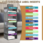 Gray 5-Shelf Polyester Kids' Daily Clothes Organizer - Monday to Friday, Holds Hats, T-Shirts, Bags & Towels - color: Grey