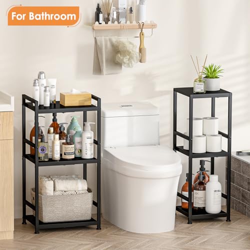 3-Tier Expandable Storage Shelves, 110LBS Heavy Duty Metal Shelving Unit, Adjustable Laundry Room Organization and Storage Shelf Rack,Ideal Narrow Bathroom Kitchen Laundry Room Organizer,Free-Standing - size: 3 Tier：11.8"D x 15.8"W x 31.5"H