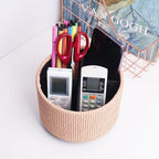 Round Leather Art Supply Organizer,Remote Control Holder,360 Degree Spinning,Multi-Functional Pencil Holder,4 Compartments Desktop Stationary Organizer(1-Wood Apricot) - color: 1-Wood Apricot