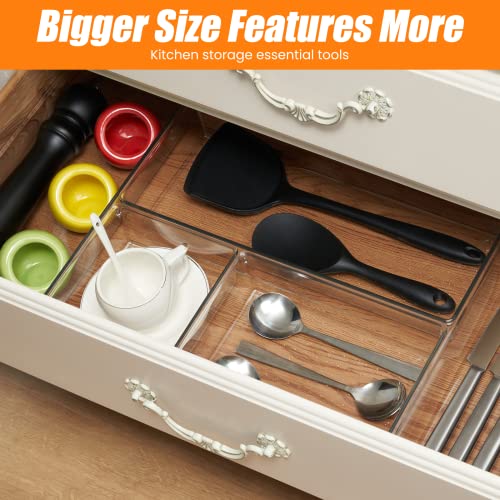 9 Pack Clear Plastic Drawer Organizer Set, Acrylic Non Slip Non Cracking Kitchen Drawer Storage Tray Large Size Divider, Multifunctional Storage for Cosmetics, Bathroom, Tools, Kitchen and Office - size: 9 PACK