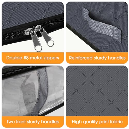 StorageRight Under Bed Storage Bags 4 Pack, 40L Large Clothes & Comforter Storage Containers with Clear Window, Breathable Fabric Organizer for Blankets, Bedding, Seasonal Clothing, Grey - color: Gray, size: 4 Pack
