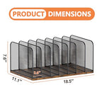 Piskyet Wooden Desk File Organizer, 7-Section Vertical File Folder Holder Stand,Metal Mail Paper Chromebook Organizer for Teacher Desk Office Classroom Desktop Organization - size: 7-Section