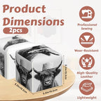 2 Pcs Tissue Box Cover Square,Funny Highland Cow Tissue Box Holder Leather Facial Paper Organizer Dispenser for Bathroom Kitchen Bedroom Night Stand Office Desk - color: Funny Highland Cow