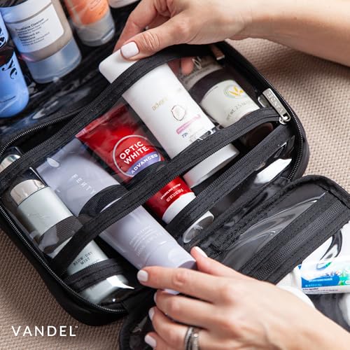 VANDEL Waterproof Hanging Toiletry Bag [TSA-Approved] Hanging Makeup Organizer Bag, Cosmetic Travel Bags for Women, Makeup Case Toiletries Organizer Hygiene Bathroom Shower Caddy - Black - color: Black
