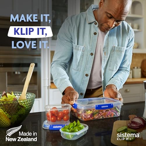 Sistema KLIP IT+ 3.35L Rectangle Food Storage Containers (3-Pack), Stackable & Airtight Food Boxes with Lids, Dishwasher, Freezer, & Microwave-Safe, BPA-Free, School Lunch Boxes - size: 3.35L (3-Pack)