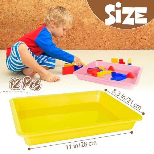 12 Pack Plastic Art Trays,Multicolor Serving Organizer Tray,Activity Crafts Trays for DIY Project,Painting,Jewelry,Home School Crafts(12 Colors) - color: 12 Pcs 12 Colors