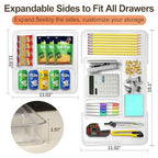 Expandable Drawer Organizer-Adjustable Shallow Tray, 11" to 19" Width,1.97" Height, Clear Plastic Storage for Bedroom, Living Room, Kitchen/Bathroom/Office/Cosmetic/Tools/Cutlery/Stationery