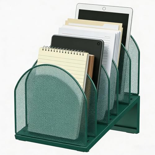 gianotter Desktop File Organizer, Desk Organizer with 5 Compartments, Paper Organizer for Desk, Workspace Organizers for Office Supplies (Green, Inclined Style) - color: Green, size: Inclined Style