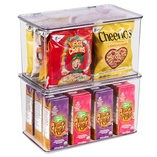 Sorbus Durable Plastic Storage Bins with Lids- Stackable Refrigerator Organizer Bins- MultiPurpose & Versatile- Lightweight Pantry Organizer- Perfect Cabinet Organizers and Storage for Kitchen- 2 Pack - size: Large