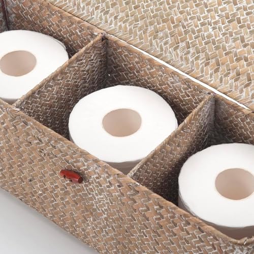Seagrass Storage Basket for Bathroom - Wicker Toilet Tank Basket with Lid - Woven Storage Box for Organizing (Whitewash, 16.5" x 5.5" x 5.5") - color: Whitewash, size: 16.5" x 5.5" x 5.5"
