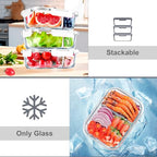 VERONES 5 Pack Glass Meal Prep Containers 2 Compartment Set, 36OZ Airtight Lunch Containers, Glass Food Storage Containers with Lids, for Microwave, Oven, Freezer & Dishwasher Friendly,White - color: White