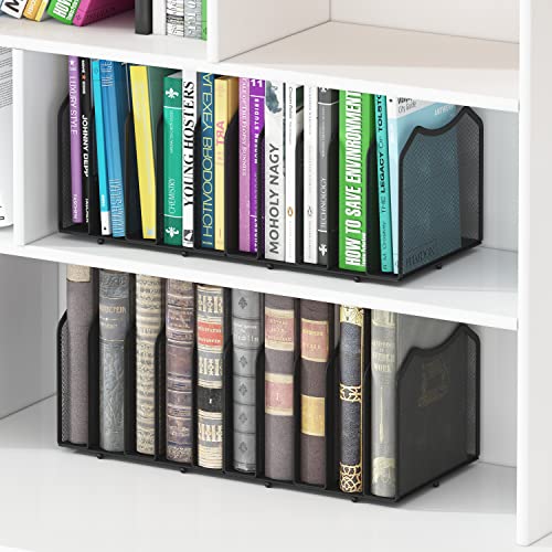 Simple Trending Mesh Desktop File Sorter Organizer, 5-Section Bookshelf for Desk Home Office, Black - style: 5 Section-Black