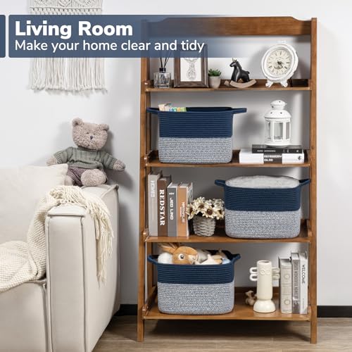 Goodpick Cube Storage Bins - Shelf Baskets for Towel Book Clothes, Closet Storage Bins for Office Woven Toy Basket for Shelves Baby Laundry Basket, 13''x10''x 9'' - color: Blue, size: 13"L x 10"W x 9"H