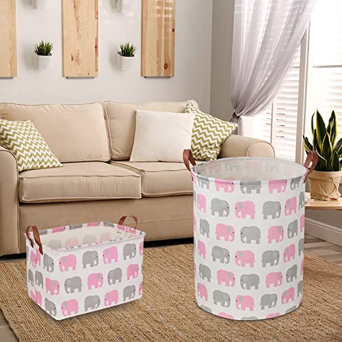NTAOHAMPER Laundry Basket,Waterproof Hamper,Clothes Hampers for Nursery,Gift Basket,Room Decor,Collapsible Storage Basket (Pink Elephant) - color: Pink Elephant