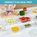 Vtopmart 8 Pack Glass Food Storage Containers with Airtight Lids, Glass Meal Prep Containers, Lunch Office Meal for Microwave, Oven, Freezer and Dishwasher, BPA Free - color: Grey