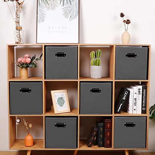 Fabric storage bins Cubes, Fabric Cube Organizer with Handle, Foldable Cube Bins for Cloth or Accessary Storage, 11x11x11, Set of 10, (Gray) - color: Gray, size: 10 Pack