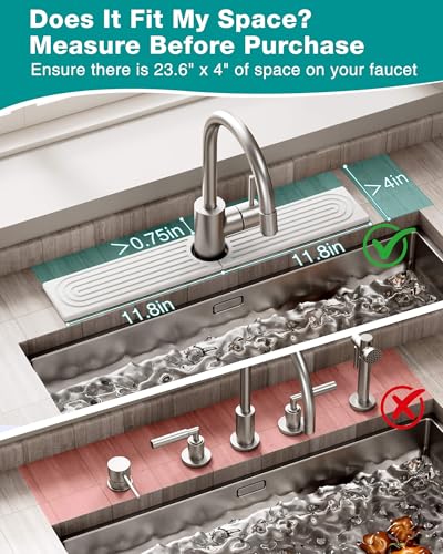 Stone Faucet Mat for Kitchen Sink, Diatomite Sink Protectors - Prevent Moisture Drying Stone Tray Fit Kitchen Counter & Bathroom Counter (White, 23.6" x 4") - color: White, size: 23.6" x 4"