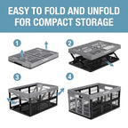 CleverMade Collapsible Utility Crates, Stone, 3-Pack, 45L/11 Gal, 66 lbs Capacity, Stackable, Space-Saving - color: Stone, size: 45L - 3 Pack