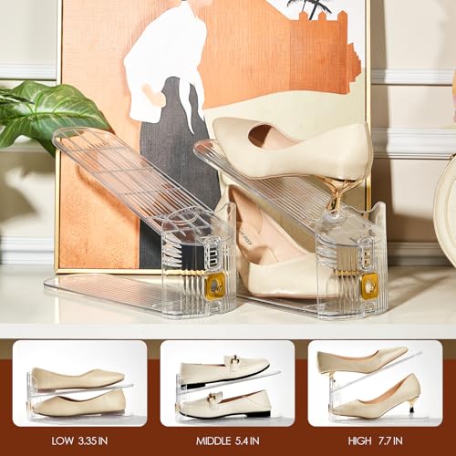 30 Pack Shoe Slots Organizer for Closet, Adjustable Shoe Stackers for a Pair of Shoes Shoe Rack Storage Shoe Space Saver 50% Shoe Shelf Display Holder for Closet - color: Clear, size: 30 PACK