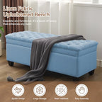 WUTUTUEE 51" Fabric Storage Ottoman Bench, Upholstered Rectangle End of Bed Storage Ottoman Tufted Living Room Bedroom Bench with Safety Hinge, Solid Wood Legs, Loads 500 lb(Light Blue) - color: Light Blue-fabric