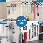 2 Pack Broom Holder Wall Mount Mop and Broom Hanger Broom Organizer Storage Tool Racks Stainless Steel Heavy Duty for Kitchen Garden Laundry Garage (5 Racks with 4 Hooks) - style: 2 PACK