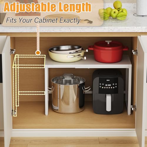 110 LBS Expandable Heavy Duty Storage Shelves,Metal Shelving Unit For Kitchen Garage Warehouse Cabinet Pantry , Adjustable Storage Rack Shelf Organizer For Pots Pans Microwave Small Appliance White - color: White, size: 1 Tier：11.8"D x 28.9"W x 16.3"H