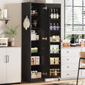 IRONCK Narrow Kitchen Pantry Storage Cabinet, 72" Slim Single Door with 6 Adjustable Shelves, Door Rack and Wheels, Space Saving Freestanding Storage Floor Cabinet for Small Place, Black