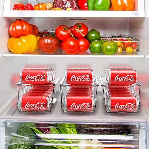 Simple Houseware 2-Pack Auto-Rolling Beverage Can Organizer for Fridge, Clear Front-Loading Soda Dispenser with Smooth Glide Design, Space-Saving Refrigerator Storage Bins - size: 2 Pack