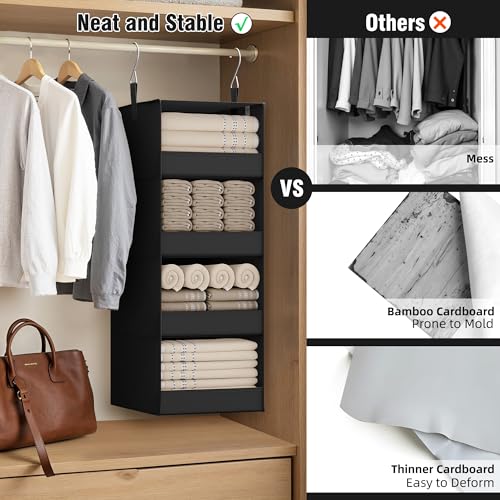 GRANNY SAYS 4-Shelf Hanging Organizer, Wall Mount, Fabric, 1-Pack - color: 4-shelf Black, size: 1-Pack