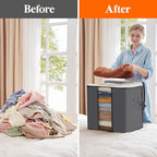 Lifewit 6 Pack 100L Clothes Storage Bins with Lids, Foldable Blanket Storage Bags with Zippers, Clear Window and Reinforced Handles, Closet and Organization for Clothing, Sweater, Comforter, Bedding - size: 100L