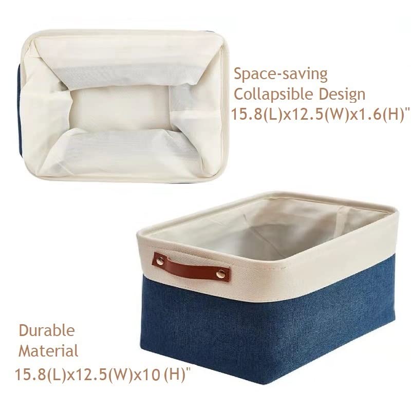 DECOMOMO Storage Bins, Extra Large Fabric Storage Baskets for Shelves, Decorative Linen Closet Organizer, 15.8 x 12.5 x 10 inches (Navy Blue & White, 3 Pack) - color: Blue Navy and White, size: Extra Large/3P