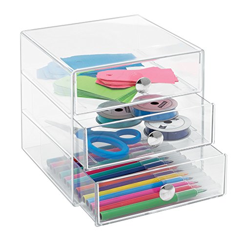 iDesign 3-Drawer Stackable Makeup Organizer - Clear Plastic Drawers for Bathroom, Vanity, or Desk - color: Clear, style: Pack of 1