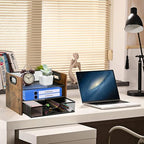 Wood Desk Organizer - 3-Tier Desktop File Organizer with Drawer, Wooden Paper Tray, Office Desk Organzier and Accessories for Papers, Mail, Notebooks, Stationery - size: 3 Tier Drawer